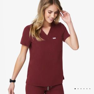 Figs Burgundy Scrub Top Catarina